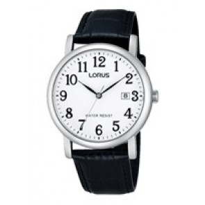 Lorus horlogeband VJ32 X246 Leder Zwart 20mm + zwart stiksel